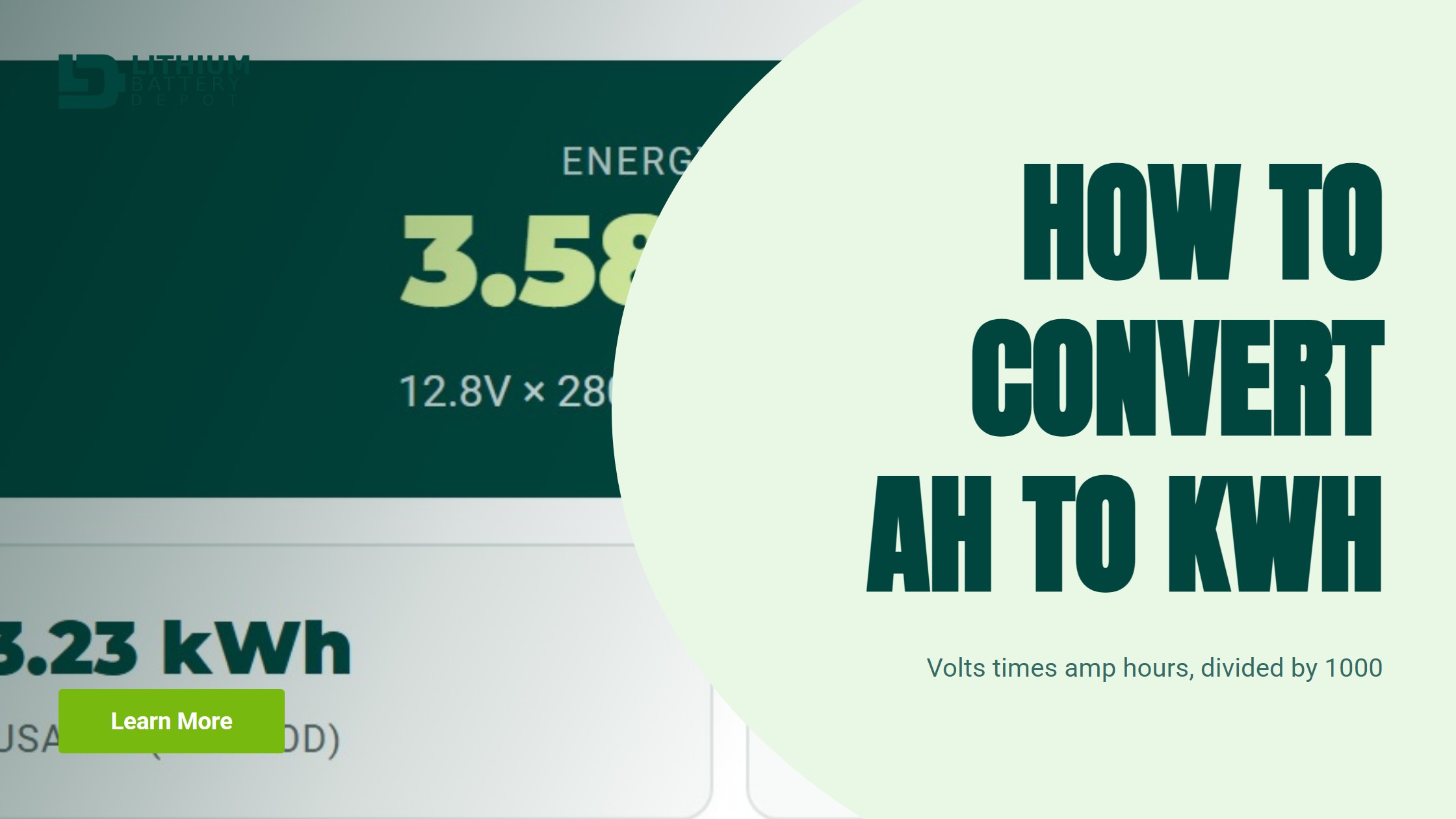How to convert Ah to kWh. Volts times amp hours, divided by 1000